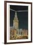 Terminal Tower, Hotel Cleveland, Night-null-Framed Art Print