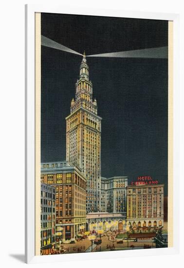 Terminal Tower, Hotel Cleveland, Night-null-Framed Art Print