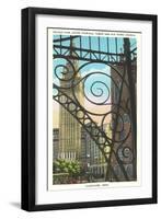 Terminal Tower through Grillwork, Cleveland, Ohio-null-Framed Art Print