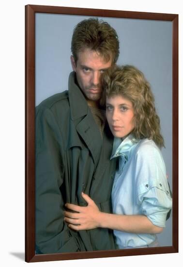 Terminator by JamesCameron with Michael Biehn and Linda Hamilton, 1984 (photo)-null-Framed Photo