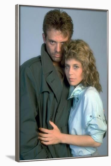 Terminator by JamesCameron with Michael Biehn and Linda Hamilton, 1984 (photo)-null-Framed Photo