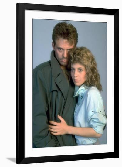 Terminator by JamesCameron with Michael Biehn and Linda Hamilton, 1984 (photo)-null-Framed Photo
