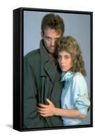 Terminator by JamesCameron with Michael Biehn and Linda Hamilton, 1984 (photo)-null-Framed Stretched Canvas