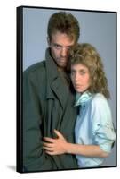 Terminator by JamesCameron with Michael Biehn and Linda Hamilton, 1984 (photo)-null-Framed Stretched Canvas