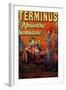 Terminus Absinthe Vintage Poster - Europe-Lantern Press-Framed Art Print