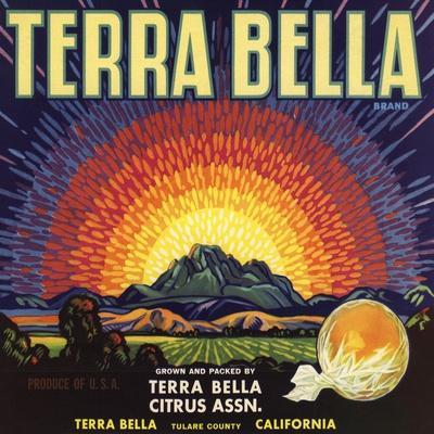 'Terra Bella Brand Terra Bella, California Citrus Crate Label