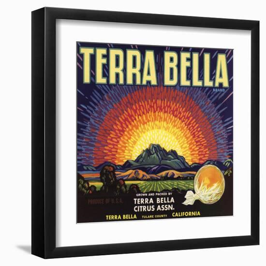 Terra Bella Brand - Terra Bella, California - Citrus Crate Label-Lantern Press-Framed Art Print