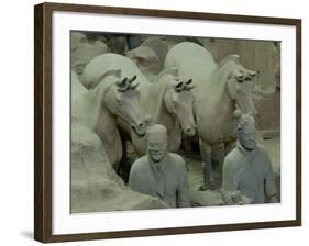 Terra Cotta Warriors and Horses Dig, Xi'an, Shaanxi Province, China-Pete Oxford-Framed Photographic Print