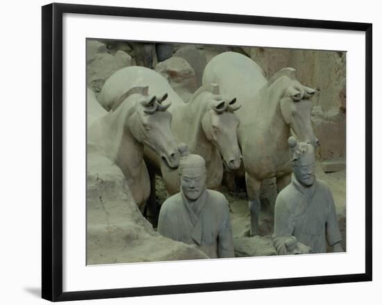 Terra Cotta Warriors and Horses Dig, Xi'an, Shaanxi Province, China-Pete Oxford-Framed Photographic Print