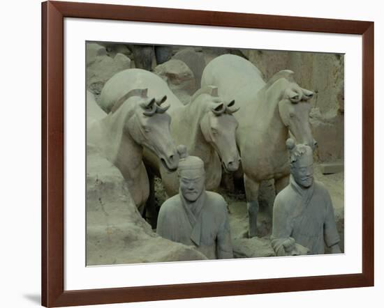 Terra Cotta Warriors and Horses Dig, Xi'an, Shaanxi Province, China-Pete Oxford-Framed Photographic Print