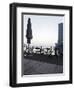 Terrace at the Elbufer, Fog in the Harbour, Holzhafen, Hanseatic City of Hamburg, Germany-Axel Schmies-Framed Photographic Print