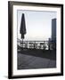 Terrace at the Elbufer, Fog in the Harbour, Holzhafen, Hanseatic City of Hamburg, Germany-Axel Schmies-Framed Photographic Print