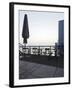 Terrace at the Elbufer, Fog in the Harbour, Holzhafen, Hanseatic City of Hamburg, Germany-Axel Schmies-Framed Photographic Print