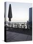 Terrace at the Elbufer, Fog in the Harbour, Holzhafen, Hanseatic City of Hamburg, Germany-Axel Schmies-Stretched Canvas