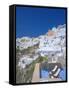 Terrace in Oia, Santorini, Cyclades, Greek Islands, Greece, Europe-Papadopoulos Sakis-Framed Stretched Canvas