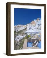 Terrace in Oia, Santorini, Cyclades, Greek Islands, Greece, Europe-Papadopoulos Sakis-Framed Photographic Print