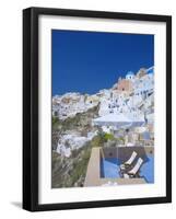 Terrace in Oia, Santorini, Cyclades, Greek Islands, Greece, Europe-Papadopoulos Sakis-Framed Photographic Print