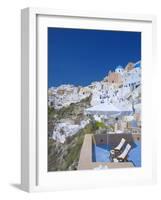 Terrace in Oia, Santorini, Cyclades, Greek Islands, Greece, Europe-Papadopoulos Sakis-Framed Photographic Print