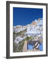 Terrace in Oia, Santorini, Cyclades, Greek Islands, Greece, Europe-Papadopoulos Sakis-Framed Photographic Print