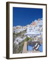 Terrace in Oia, Santorini, Cyclades, Greek Islands, Greece, Europe-Papadopoulos Sakis-Framed Photographic Print