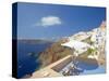 Terrace in Oia, Santorini, Cyclades, Greek Islands, Greece, Europe-Papadopoulos Sakis-Stretched Canvas