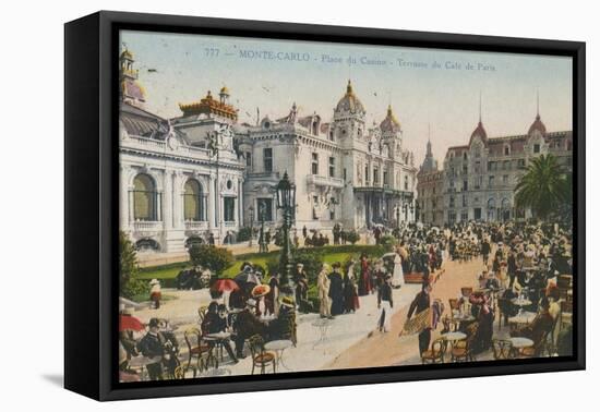 Terrace of the Cafe de Paris, Place Du Casino, Monte Carlo. Postcard Sent in 1913-French Photographer-Framed Stretched Canvas