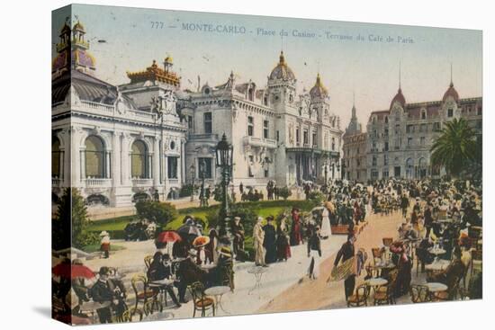 Terrace of the Cafe de Paris, Place Du Casino, Monte Carlo. Postcard Sent in 1913-French Photographer-Stretched Canvas