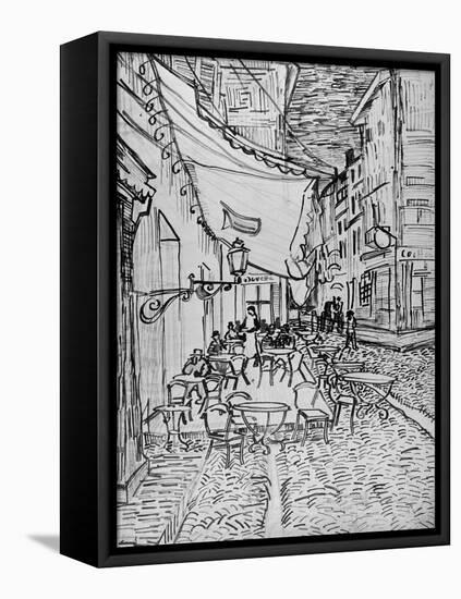 Terrace of the Cafe in the Evening (Night cafe in Arles), Reed Pen Drawing after the Painting, 1888-Vincent van Gogh-Framed Stretched Canvas