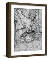 Terrace of the Cafe in the Evening (Night cafe in Arles), Reed Pen Drawing after the Painting, 1888-Vincent van Gogh-Framed Premium Giclee Print