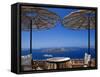 Terrace Overlooking the Caldera, Santorini, Cyclades, Greek Islands, Greece, Europe-Sakis Papadopoulos-Framed Stretched Canvas