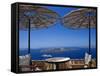 Terrace Overlooking the Caldera, Santorini, Cyclades, Greek Islands, Greece, Europe-Sakis Papadopoulos-Framed Stretched Canvas