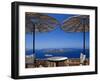 Terrace Overlooking the Caldera, Santorini, Cyclades, Greek Islands, Greece, Europe-Sakis Papadopoulos-Framed Premium Photographic Print