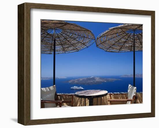 Terrace Overlooking the Caldera, Santorini, Cyclades, Greek Islands, Greece, Europe-Sakis Papadopoulos-Framed Photographic Print