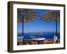 Terrace Overlooking the Caldera, Santorini, Cyclades, Greek Islands, Greece, Europe-Sakis Papadopoulos-Framed Photographic Print