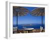 Terrace Overlooking the Caldera, Santorini, Cyclades, Greek Islands, Greece, Europe-Sakis Papadopoulos-Framed Photographic Print