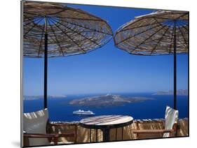 Terrace Overlooking the Caldera, Santorini, Cyclades, Greek Islands, Greece, Europe-Sakis Papadopoulos-Mounted Photographic Print