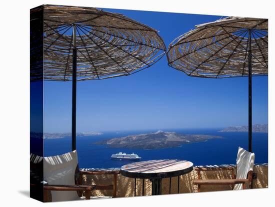 Terrace Overlooking the Caldera, Santorini, Cyclades, Greek Islands, Greece, Europe-Sakis Papadopoulos-Stretched Canvas