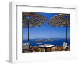 Terrace Overlooking the Caldera, Santorini, Cyclades, Greek Islands, Greece, Europe-Sakis Papadopoulos-Framed Photographic Print