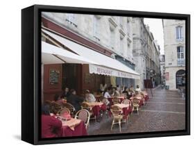 Terrace Seating at Restaurant in Place Saint-Pierre, Bordeaux, Gironde, France, Europe-Hazel Stuart-Framed Stretched Canvas