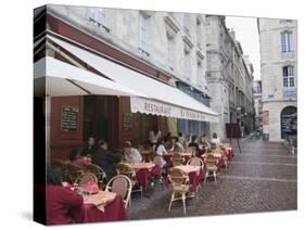 Terrace Seating at Restaurant in Place Saint-Pierre, Bordeaux, Gironde, France, Europe-Hazel Stuart-Stretched Canvas