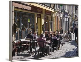 Terrace Tables Outside the Many Cafes and Restaurants on Rue De Lille in Old Quarter of Boulogne-Hazel Stuart-Framed Photographic Print