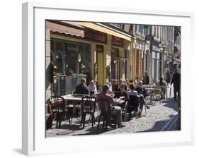 Terrace Tables Outside the Many Cafes and Restaurants on Rue De Lille in Old Quarter of Boulogne-Hazel Stuart-Framed Photographic Print