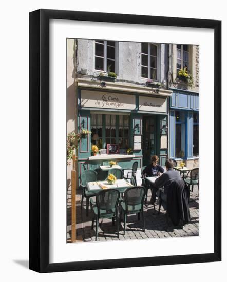 Terrace Tables Outside the Many Cafes and Restaurants on Rue De Lille in Old Quarter of Boulogne-Hazel Stuart-Framed Photographic Print