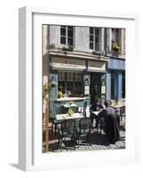 Terrace Tables Outside the Many Cafes and Restaurants on Rue De Lille in Old Quarter of Boulogne-Hazel Stuart-Framed Photographic Print