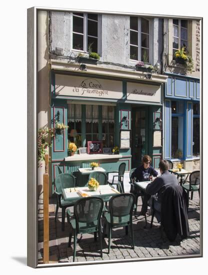 Terrace Tables Outside the Many Cafes and Restaurants on Rue De Lille in Old Quarter of Boulogne-Hazel Stuart-Framed Photographic Print