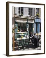 Terrace Tables Outside the Many Cafes and Restaurants on Rue De Lille in Old Quarter of Boulogne-Hazel Stuart-Framed Photographic Print