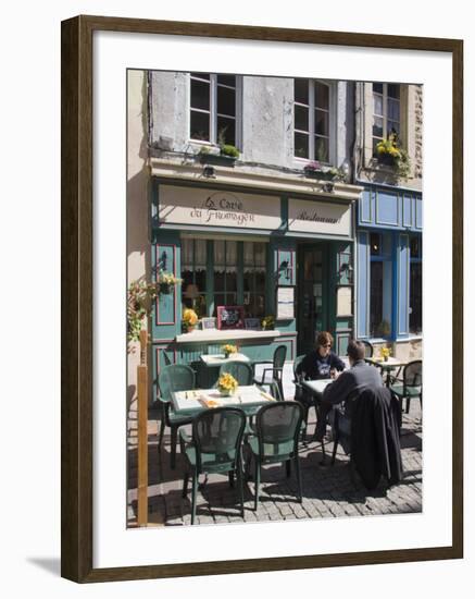 Terrace Tables Outside the Many Cafes and Restaurants on Rue De Lille in Old Quarter of Boulogne-Hazel Stuart-Framed Photographic Print