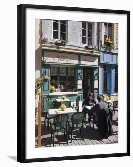 Terrace Tables Outside the Many Cafes and Restaurants on Rue De Lille in Old Quarter of Boulogne-Hazel Stuart-Framed Photographic Print