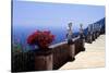 Terrace with Statues and Amalfi Coast View-George Oze-Stretched Canvas