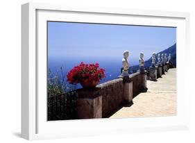 Terrace with Statues and Amalfi Coast View-George Oze-Framed Photographic Print